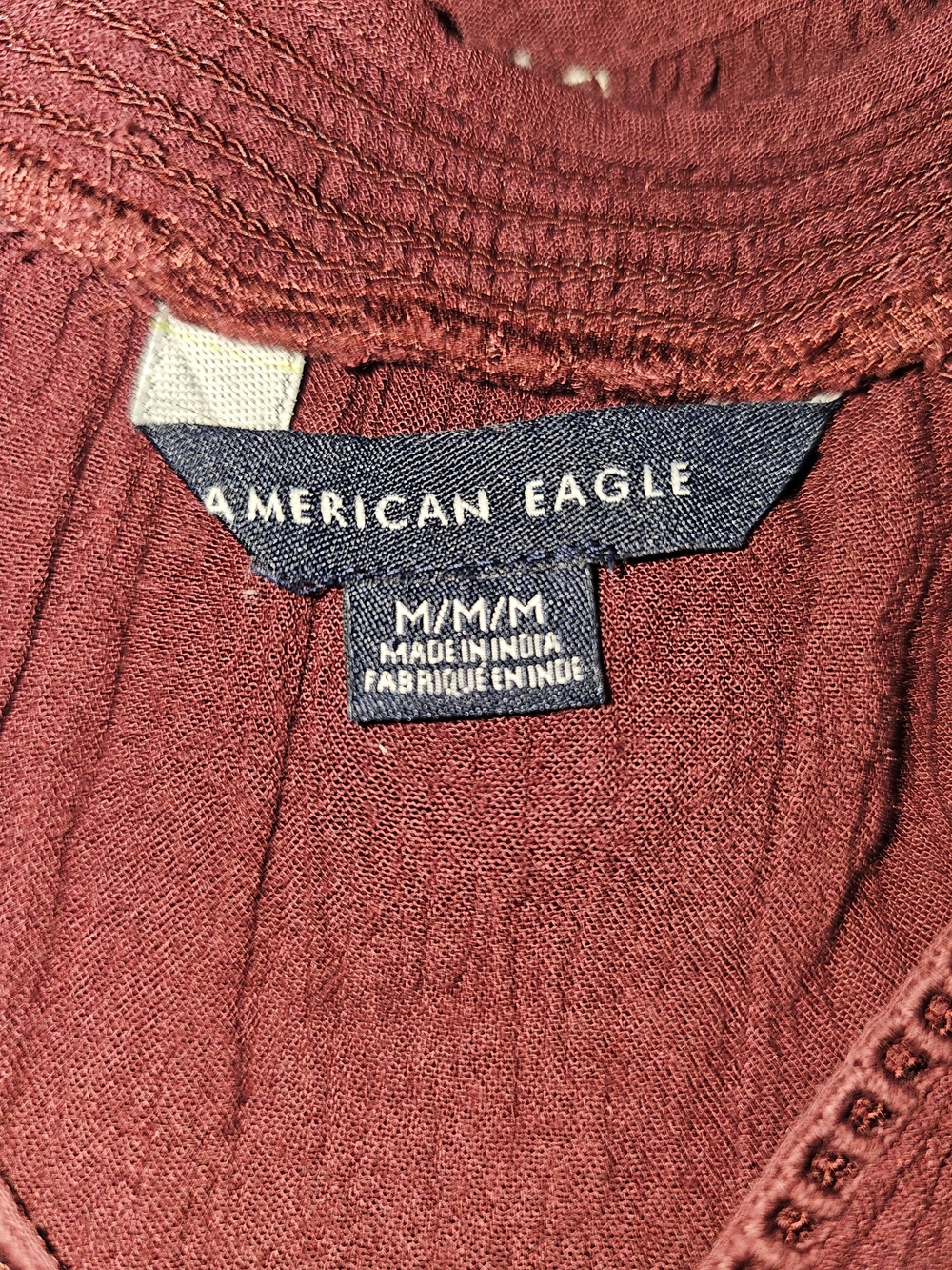 American Eagle Outfitters Burgundy Embroidered Tassel V-Neck Tunic - Picture 10 of 10